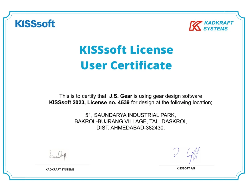 CERTIFICATE Kisssoft